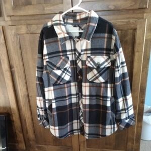 Plaid Button-Up Shirt Jacket